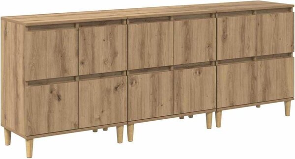 Komody 3 pcs Remeselný dub 60 x 35 x 70 cm Kompozitné drevo