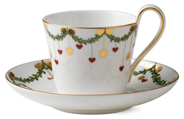 Porcelánová šálka s podšálkou Star Fluted Christmas 270 ml