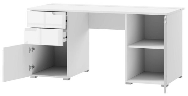 Szynaka Psací stůl Selene 158 cm bílý lesk/mat