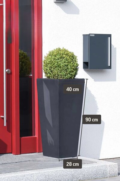 Samozavlažovací kvetináč CLASSIC, sklolaminát, výška 90 cm, antracit