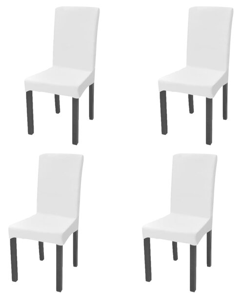 Rovný naťahovací návlek na stoličku, 4 ks, biely
