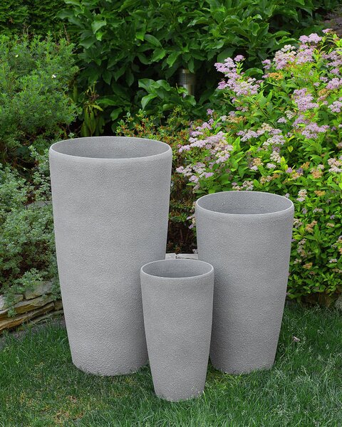 Kvetináč sivý 23 x 23 x 42 cm vysoký kvetináč moderný minimalistický črepník vonkajšie izbové doplnky