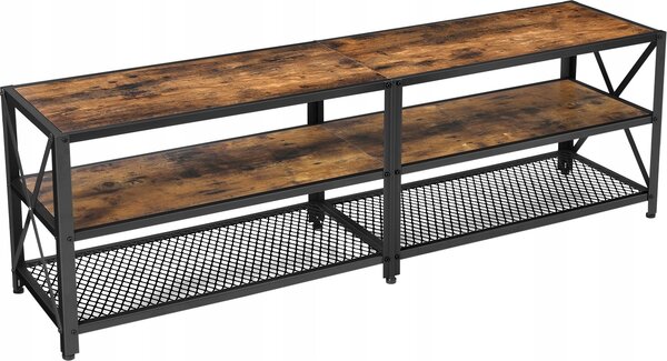 BEGRYF TV skriňa 140x40x50 cm tmavohnedá TV skriňa Lowboard kov drevený vzhľad Vintage Industrial obývačka