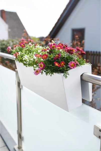 Balkónový kvetináč BALKONA CLASSIC, sklolaminát, šírka 60 cm, biely, outlet