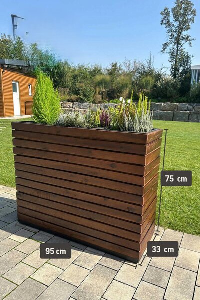 Kvetináč ELEMENTO, drevo akácie, šírka 95 cm, hnedý