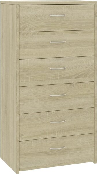 Komoda so 6 zásuvkami, dub sonoma 50x34x96 cm, kompozitné drevo
