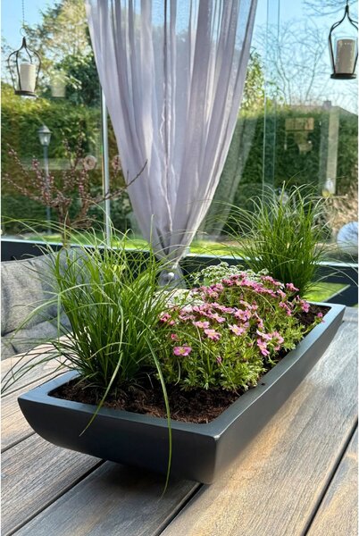 Kvetináč ZOEY, sklolaminát, šírka 64 cm, antracit