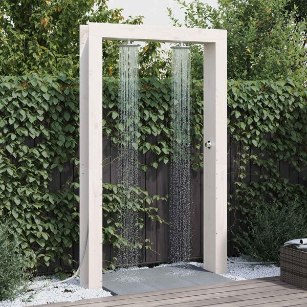 Maison Exclusive – Vonkajšia sprcha, výška 226 cm, masívne drevo (smrek) a nerezová oceľ, biela farba