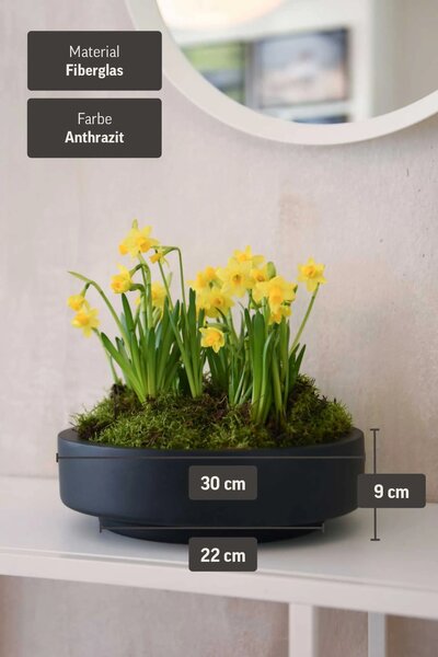 Misa na kvety ESCADA LOW, sklolaminát, priemer 30 cm, antracit