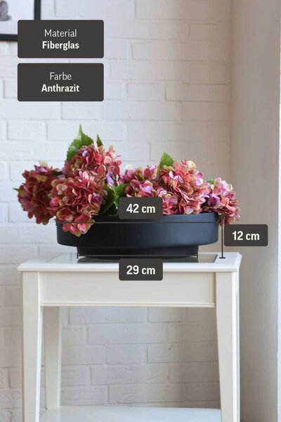 Misa na kvety ESCADA LOW, sklolaminát, priemer 45 cm, antracit