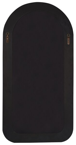 Nástenné zrkadlo sivobéžové MDF buklé čalúnenie sklo 60 x 120 cm obdĺžnikový tvar závesné moderný štýl