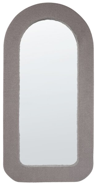 Nástenné zrkadlo sivobéžové MDF buklé čalúnenie sklo 60 x 120 cm obdĺžnikový tvar závesné moderný štýl