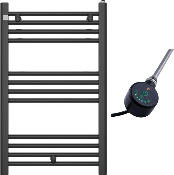 Granitan | Kúpeľňový radiátor PUERTO - 80/50 cm - čierny - moderný dizajn - vrátane vykurovacej patróny