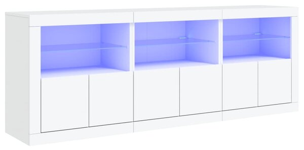 Komoda s LED svetlami biela 181,5x37x67 cm