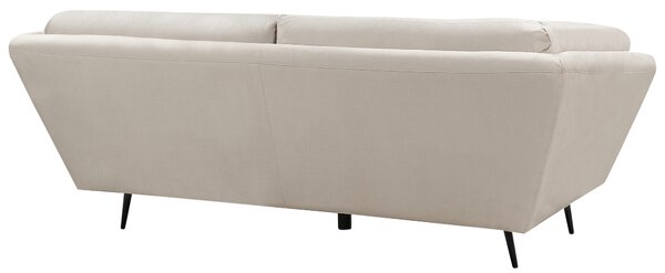 Pohovka béžová zamatové čalúnenie 210 x 90 cm 3-miestna kovové nohy s vankúšmi retro štýl obývacia izba