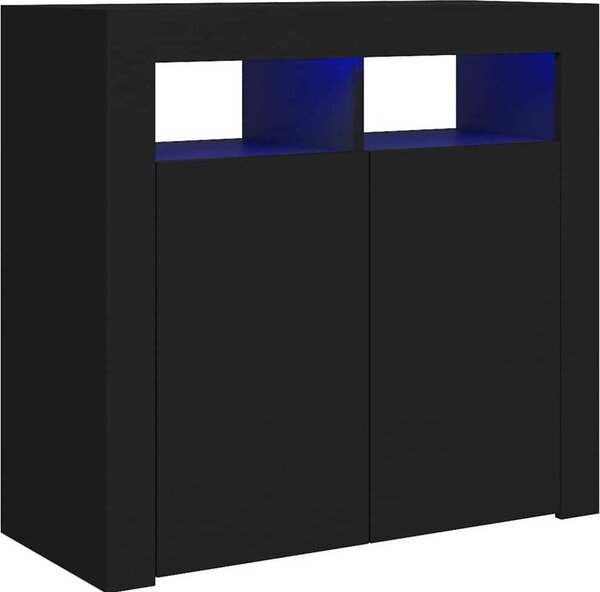 Komoda s LED svetlami čierna 80x35x75 cm