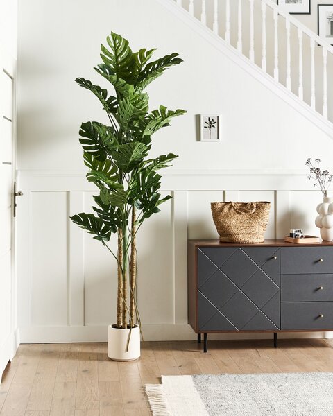 Umelá monstera zelená a čierna syntetický materiál 221 cm dekoratívne príslušenstvo