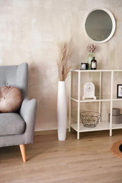 Vysoká váza ISONDRA, sklolaminát, výška 80 cm, biela