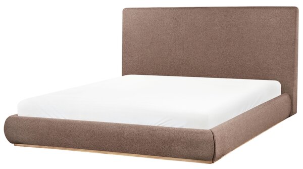 Posteľ s úložným priestorom tmavohnedá látkové čalúnenie polyester 180 x 200 cm s čelom moderný štýl spálňa