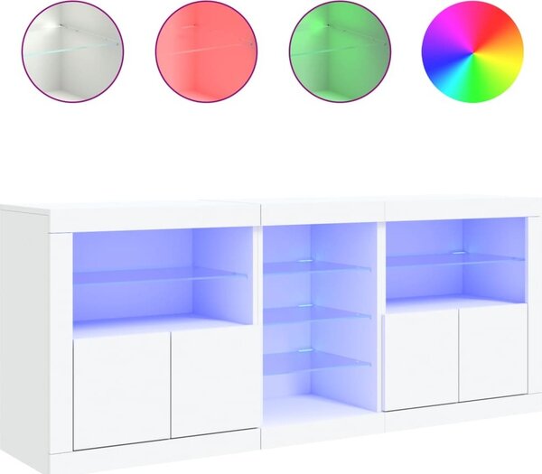 Komoda s LED svetlami biela 162x37x67 cm
