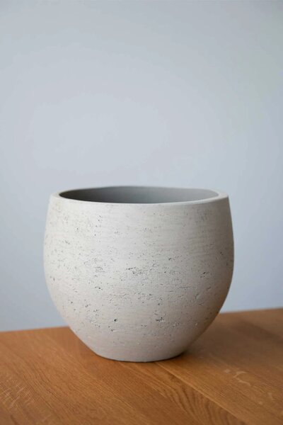 Moderný kvetináč RAFIOT, sklolaminát, výška 21 cm, béžový