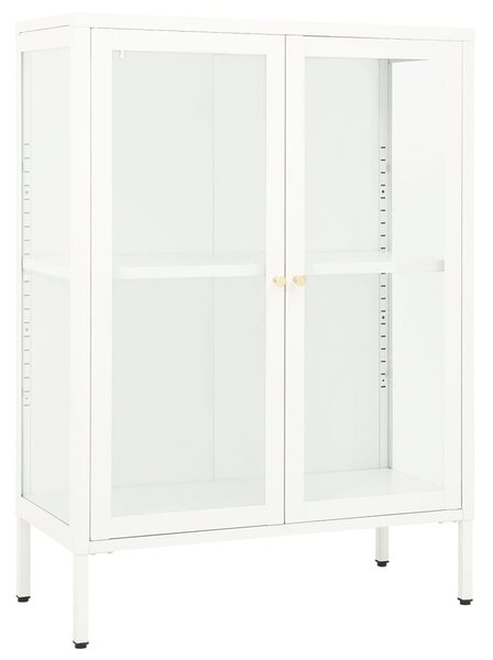 Komoda biela 75x35x105 cm oceľ a sklo