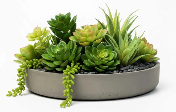 Dekoračná miska ORYVEN, sklolaminát, priemer 30 cm, beton design