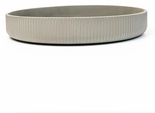 Dekoračná miska ORYVEN, sklolaminát s drážkami, priemer 30 cm, sivá