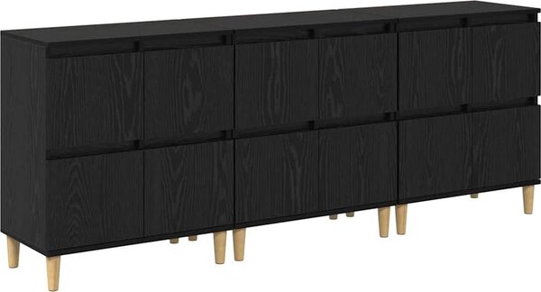 Komody 3 pcs Čierny dub 60 x 35 x 70 cm Kompozitné drevo