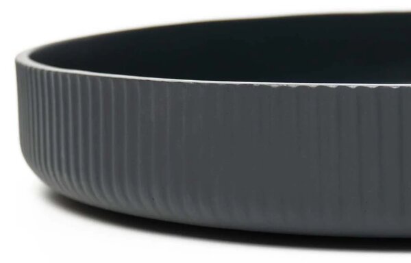 Dekoračná miska ORYVEN, sklolaminát s drážkami, priemer 30 cm, antracit