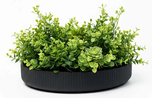 Dekoračná miska ORYVEN, sklolaminát s drážkami, priemer 30 cm, antracit