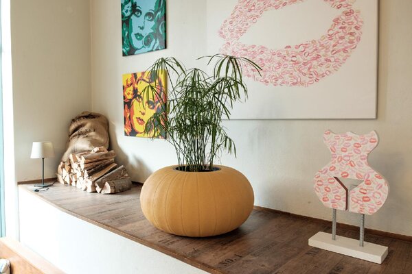 Okrúhly kvetináč do interiéru PUMPKIN, šírka 75 cm, žltá, outlet