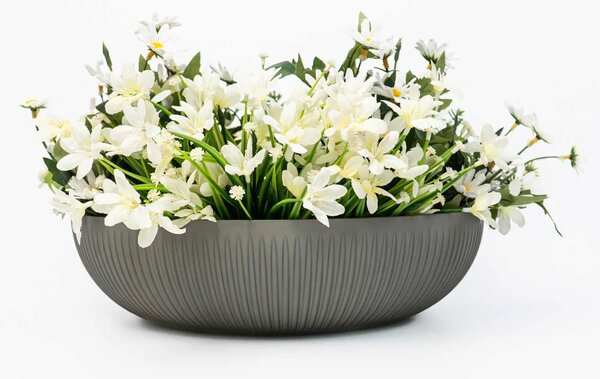 Okrasná miska PLANA, sklolaminát, priemer 34 cm, sivá