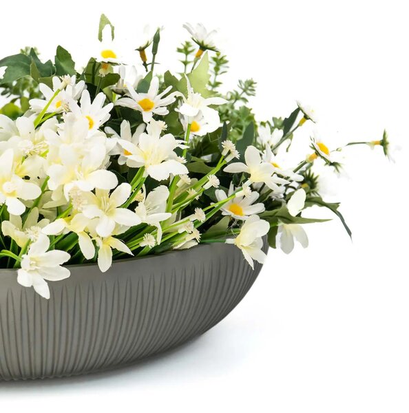 Okrasná miska PLANA, sklolaminát, priemer 34 cm, sivá