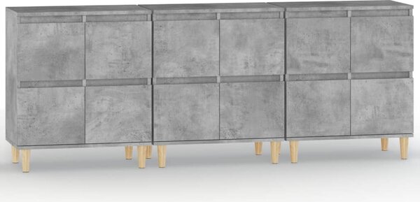 Komody 3 ks betónovo sivé 60x35x70 cm kompozitné drevo