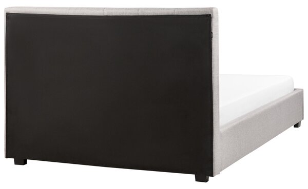 Posteľ s úložným priestorom svetlosivá látkové čalúnenie 140 x 200 cm vysoké prešívané čelo moderný štýl spálňa