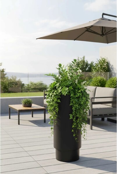 Kvetináč ESCADA, sklolaminát, výška 90 cm, čierna