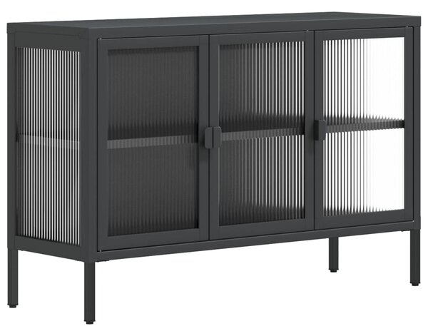 Komoda čierna 105x35x70 cm sklo a oceľ
