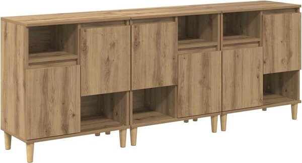 Komody 3 pcs Remeselný dub 60 x 35 x 70 cm Kompozitné drevo