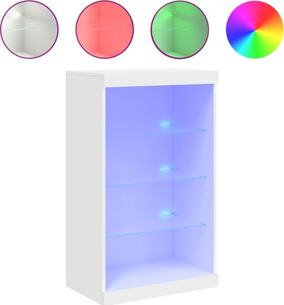 Komoda s LED svetlami biela 60,5x37x100 cm