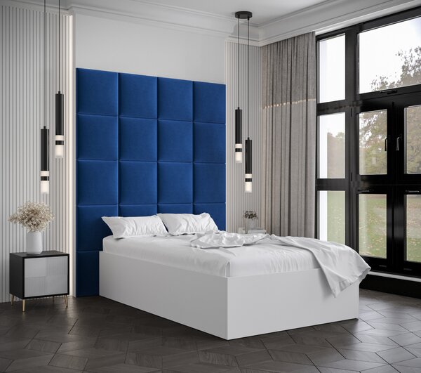 Jednolôžko s čalúnenými panelmi MIA 3 - 120x200, biele, modré panely