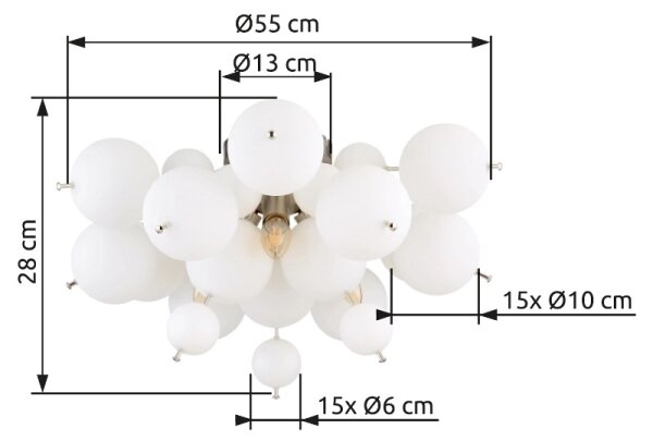 Globo 15633DO - Prisadený luster UDO 3xE14/25W/230V pr. 55 cm biela