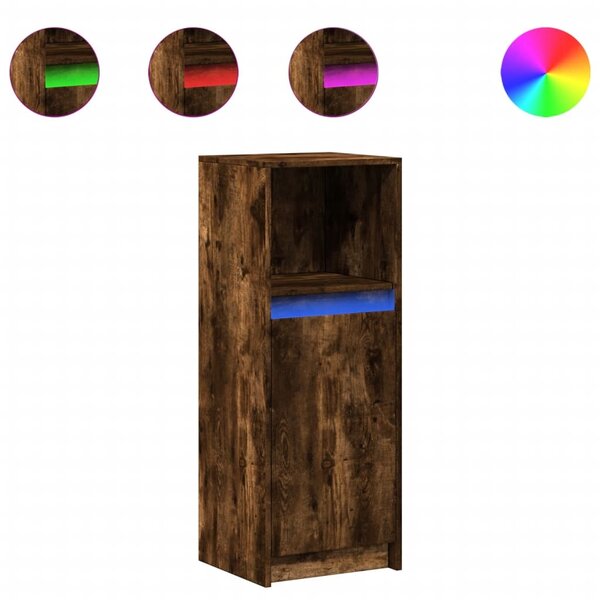 Komoda s LED dymový dub 38x34x100 cm kompozitné drevo