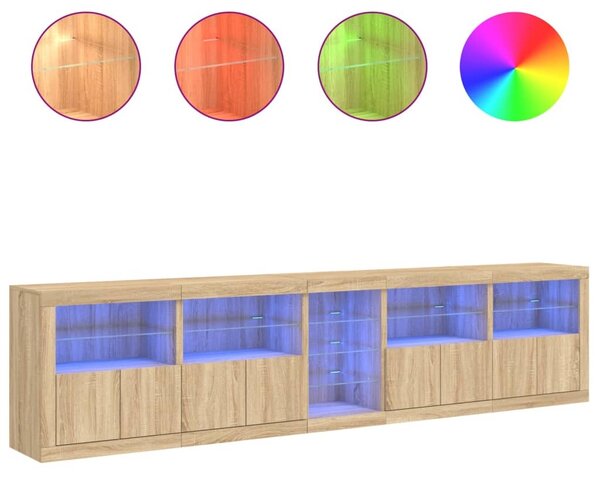 Komoda s LED svetlami dub sonoma 283x37x67 cm