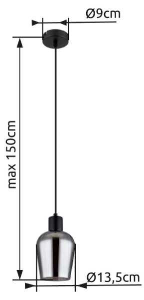 Globo 15627 - Luster na lanku RYAN 1xE27/40W/230V pr. 13,5 cm čierna