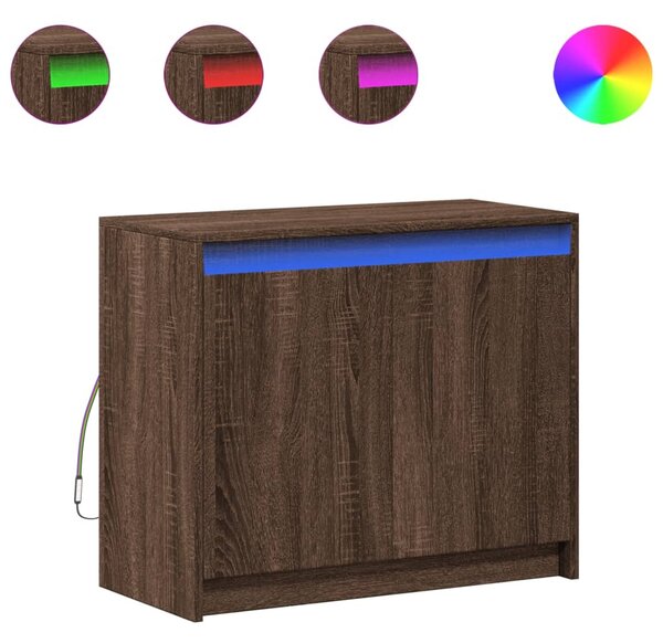 Komoda s LED hnedý dub 72x34x61 cm kompozitné drevo