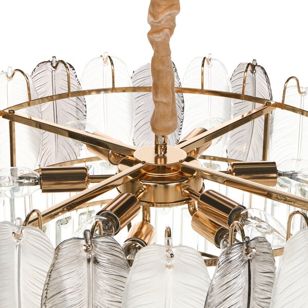 Luster mosadzný kov sklo ⌀ 50 cm závesná lampa krištáľový sklenený glamour štýl obývačka spálňa