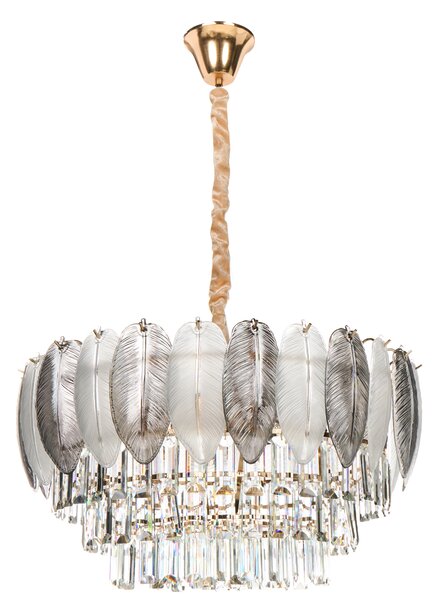 Luster mosadzný kov sklo ⌀ 50 cm závesná lampa krištáľový sklenený glamour štýl obývačka spálňa