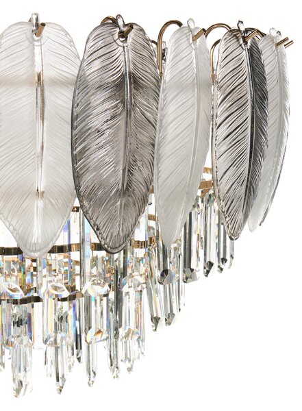 Luster mosadzný kov sklo ⌀ 50 cm závesná lampa krištáľový sklenený glamour štýl obývačka spálňa
