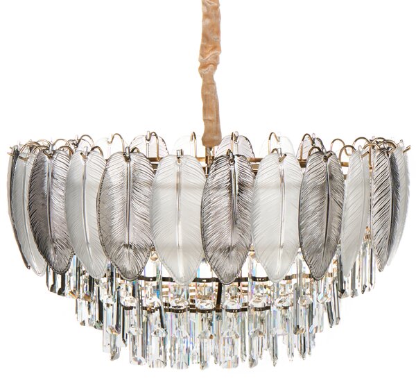 Luster mosadzný kov sklo ⌀ 50 cm závesná lampa krištáľový sklenený glamour štýl obývačka spálňa